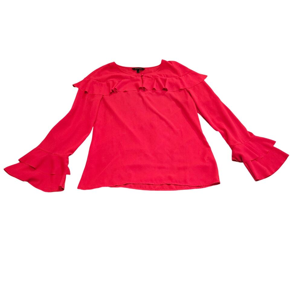 Banana Republic Women’s Small Pink Ruffle Bell Sleeve Blouse Top